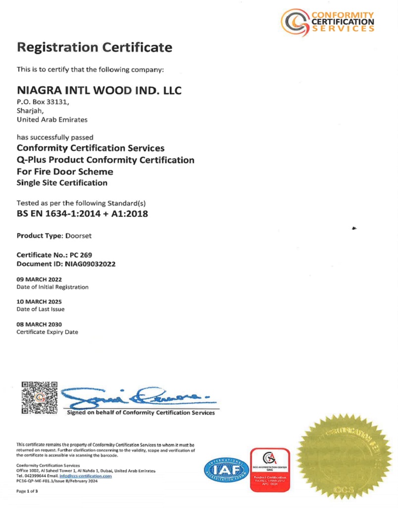 Conformity Registration Certificate